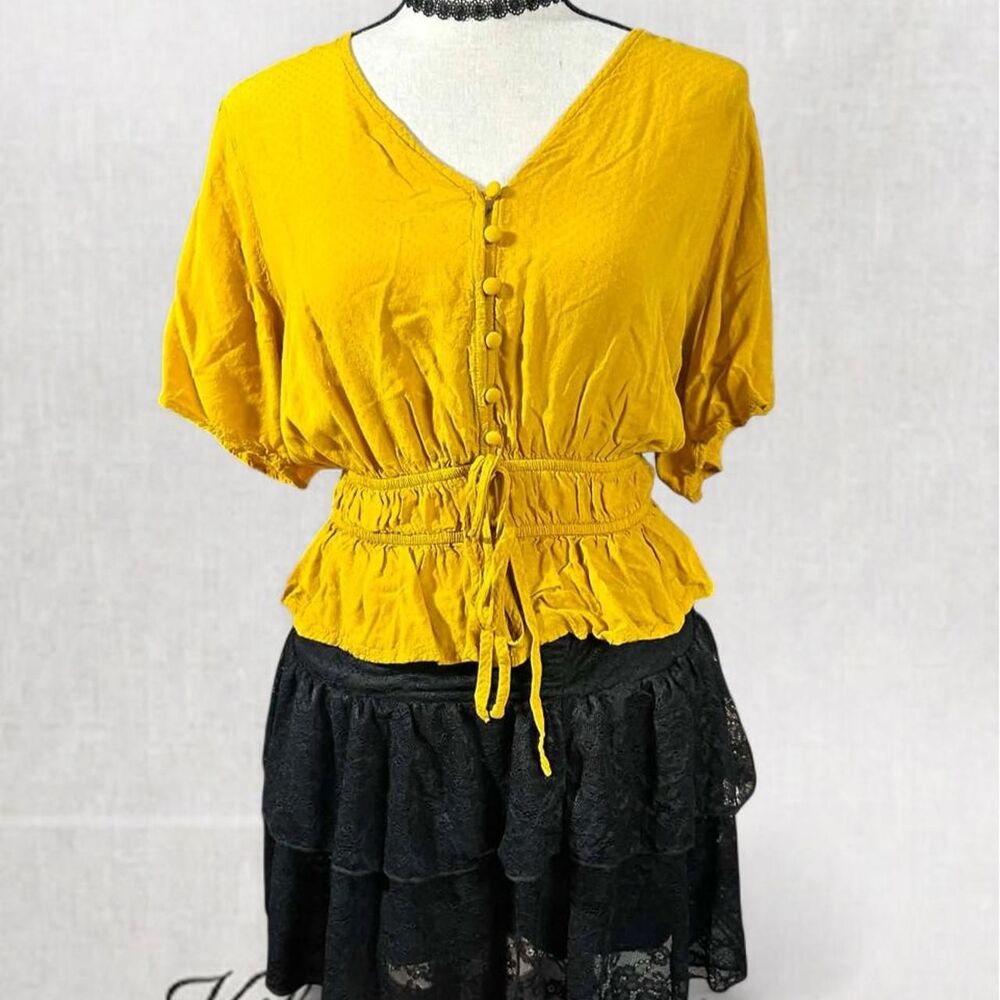 Boho Summer Tie Front Button Up Feminine Blouse